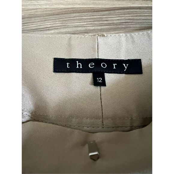 THEORY Low-Rise Beige Cotton Twill Flare Leg Pants w/ Pockets sz 12 - Picture 3 of 10